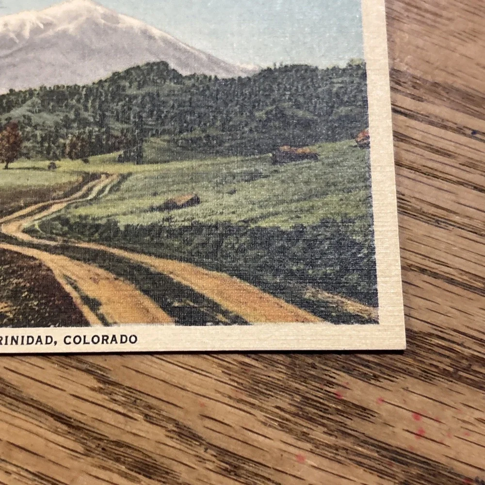 Spanish Peaks Bet La Junta and Trinidad Colorado Postcard Unposted